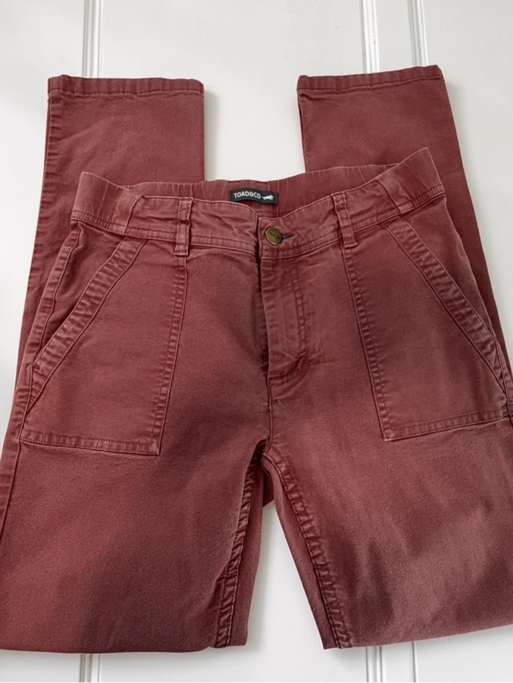 Toad&Co Women’s Size 4 Rust Straight Leg Pants Organic Cotton Utility Casual